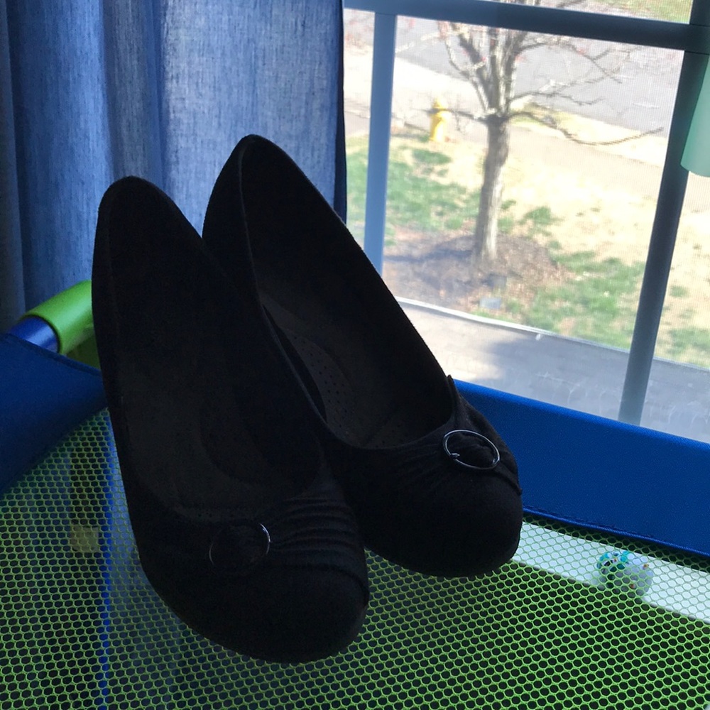 Black Suede Wedges